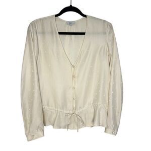 Rails 100% Silk Blouse Size‎ Small Beax Stardust Button Down Shirt Ivory